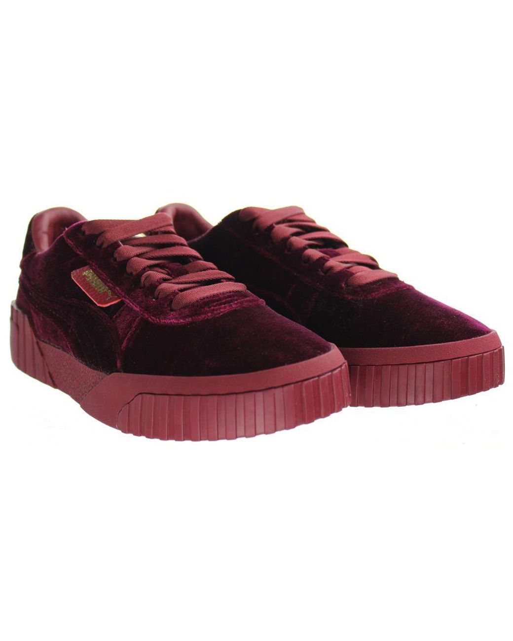 PUMA Red Cali Velvet Burgundy Trainers