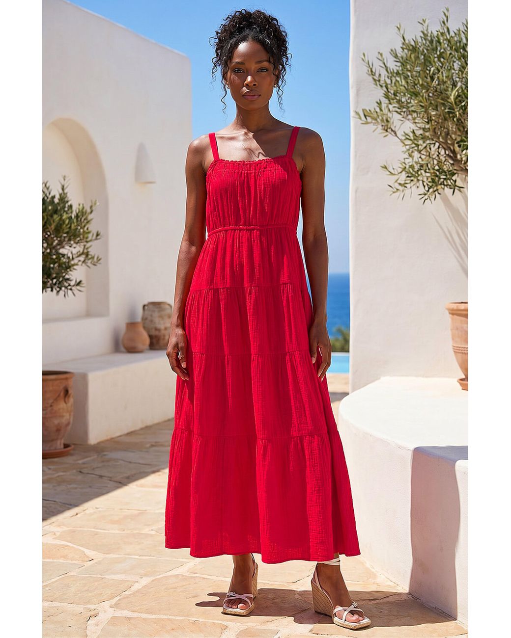 Roman Strappy Tiered Maxi Dress