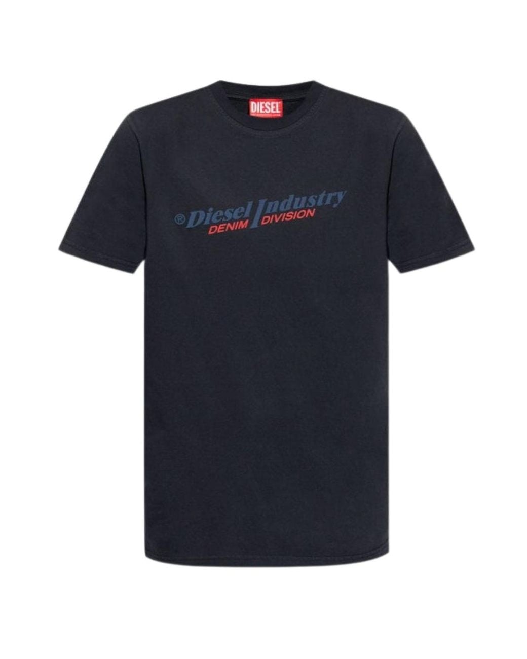 DIESEL Blue Industry Denim Division Logo T-Shirt Cotton for men