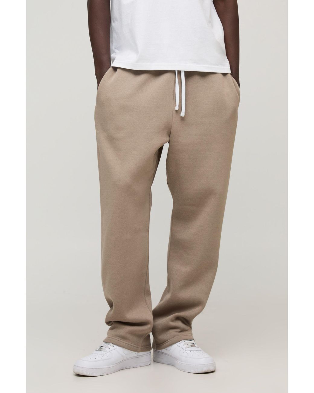 BoohooMAN Natural Basic Baggy Drop Crotch Jogger for men