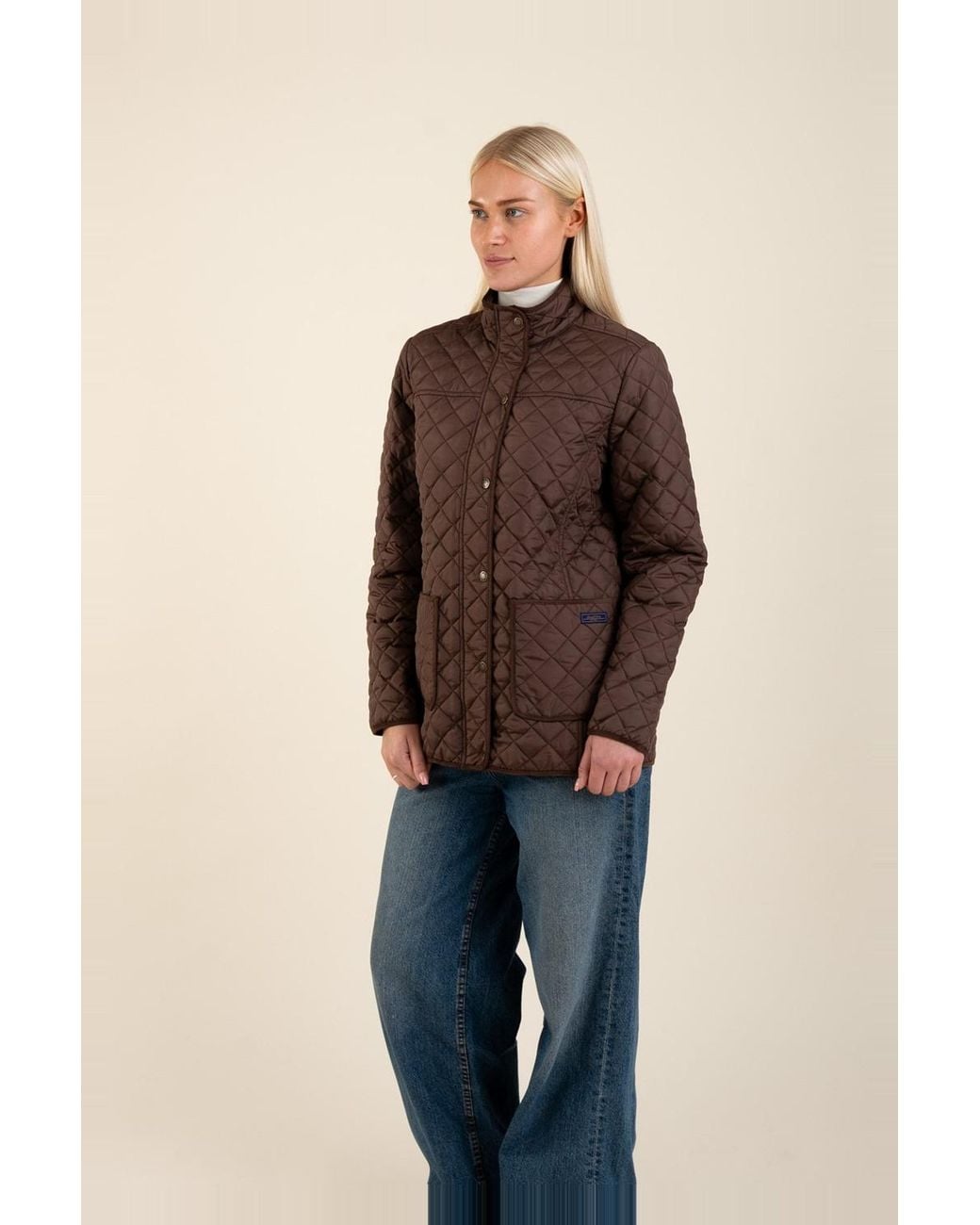 Harvey & Jones Brown Water Resistant Mini Diamond Quilted Jacket