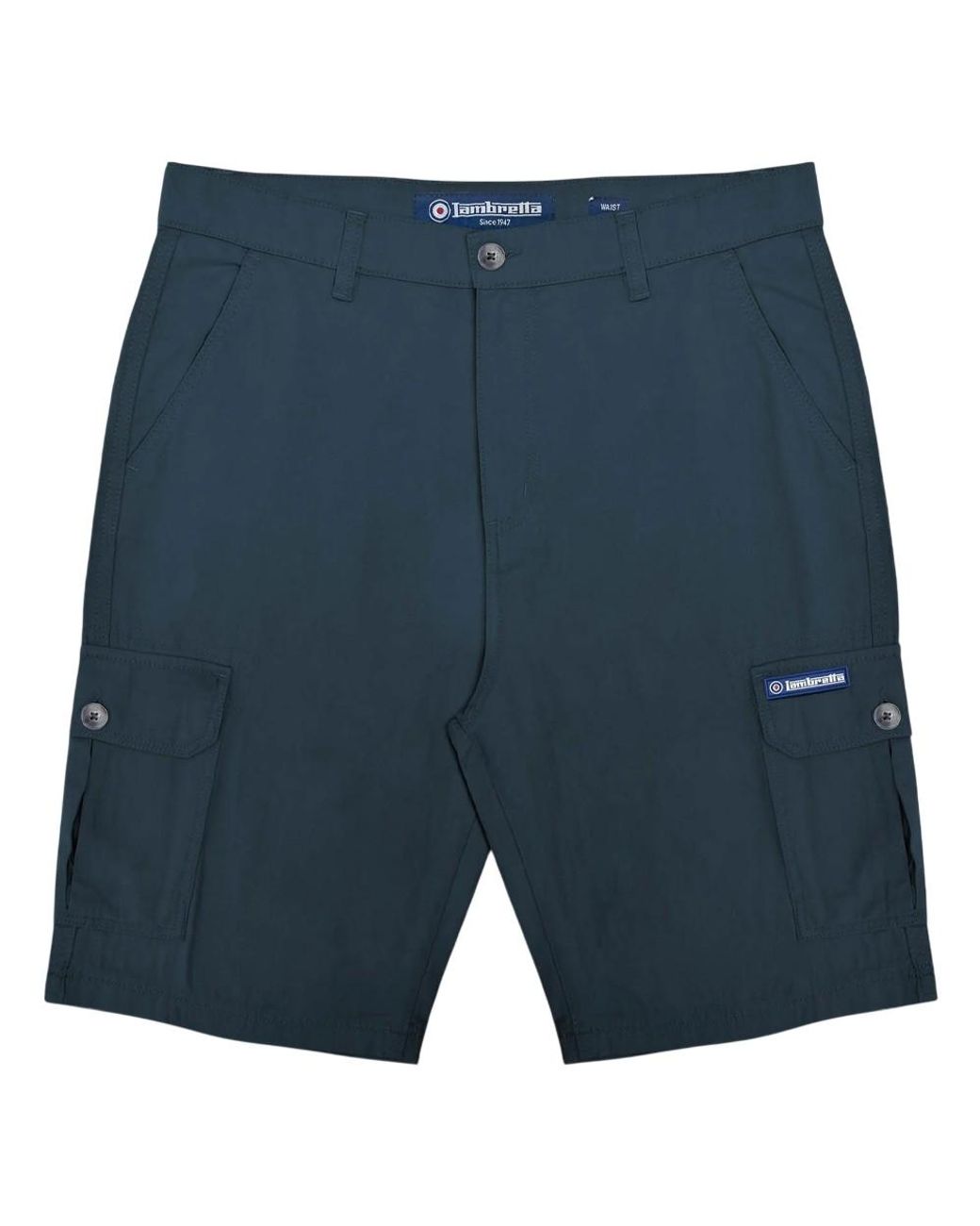 Lambretta Blue Rubberised Logo Cargo Shorts for men