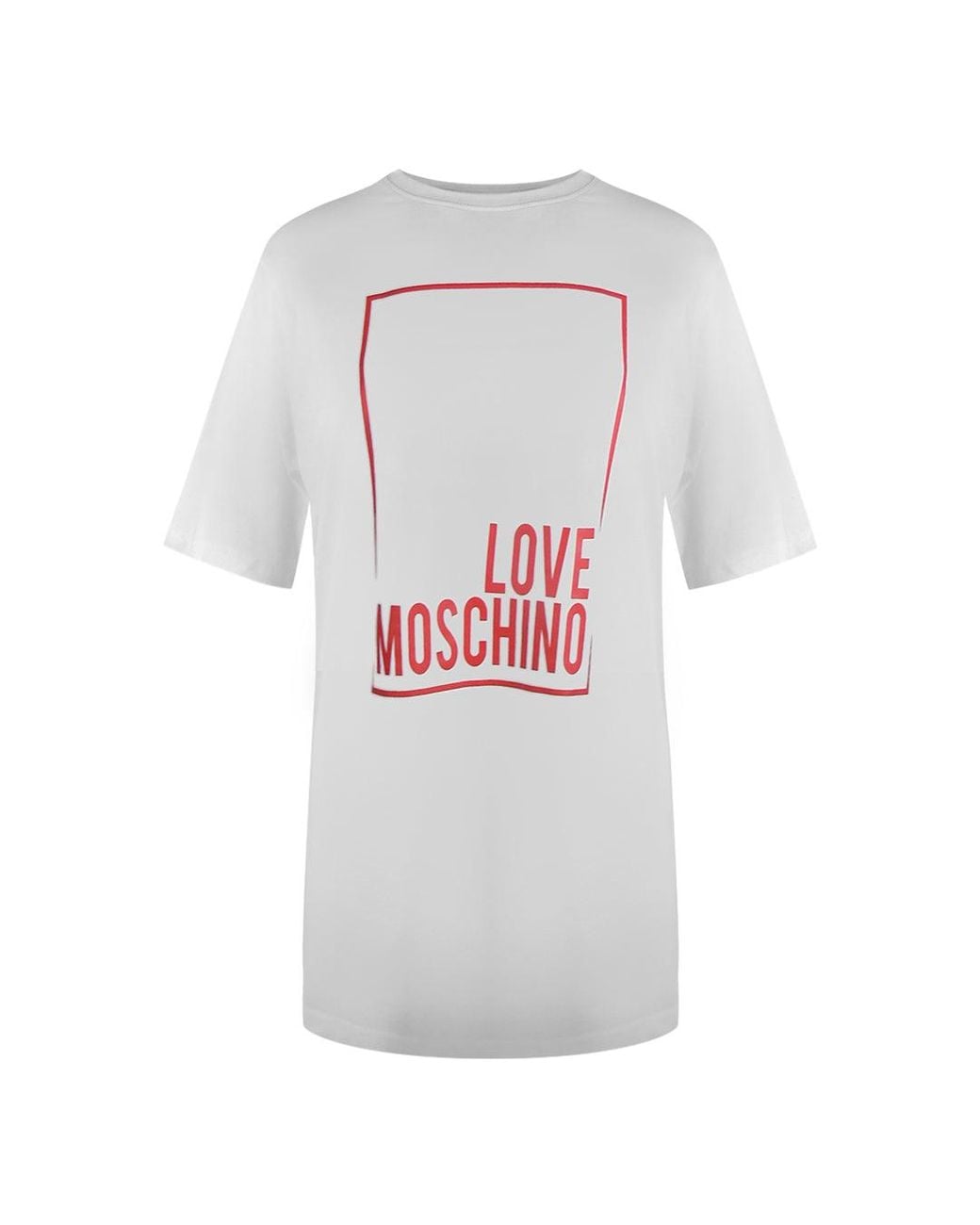 Love Moschino Gray Large Box Logo Oversized Mini T-Shirt Dess Cotton
