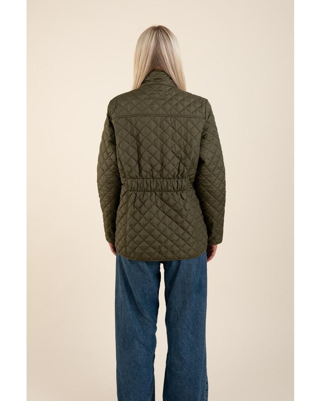 Harvey & Jones Green Water Resistant Mini Diamond Quilted Jacket