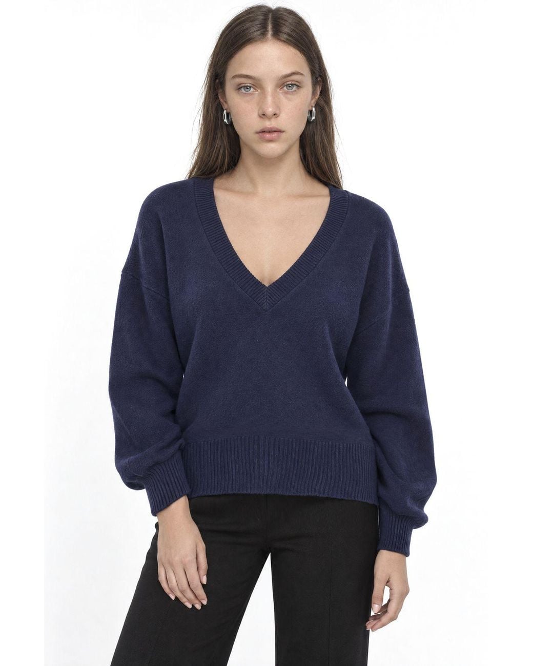 Busem Blue Crop V-Neck Sweatshirt
