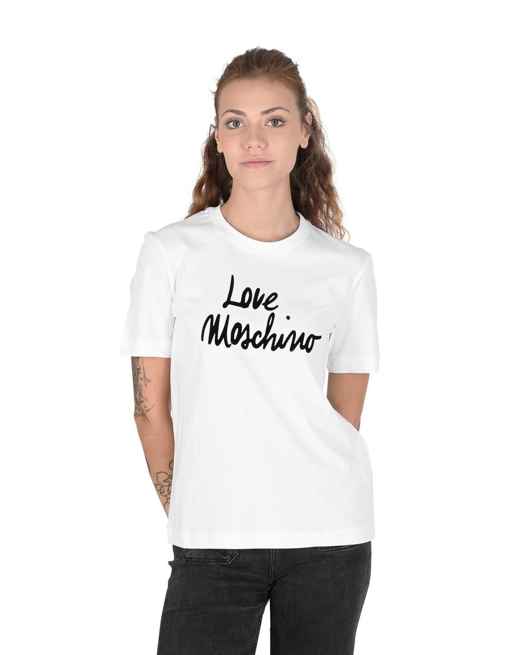 Love Moschino White Casual Tshirt Short Sleeve Crew Neck Tee