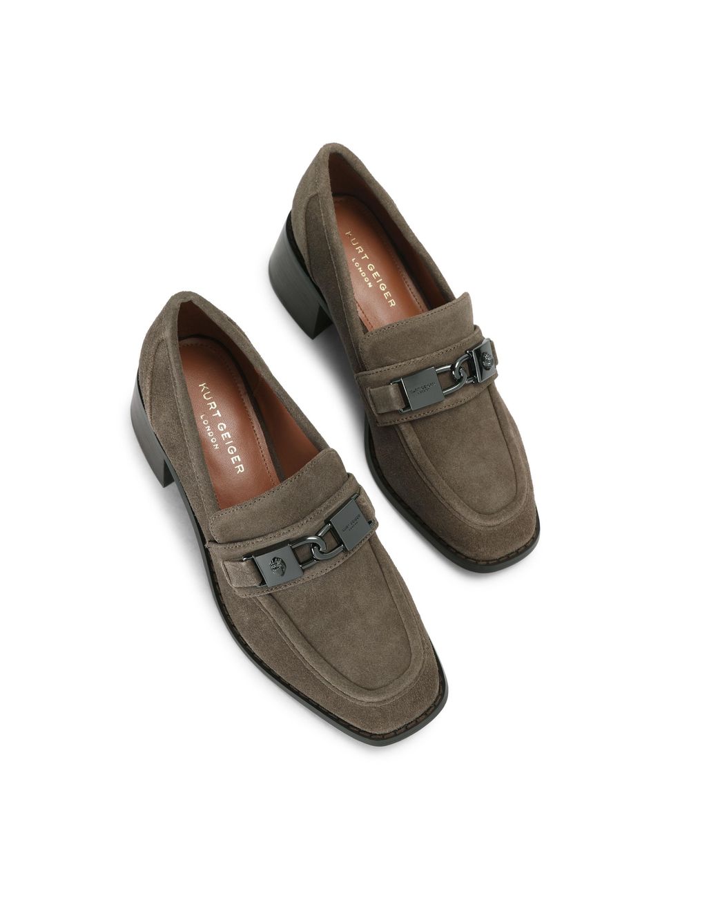 Kurt Geiger Gray Suede Kingsley Heel Loafer Loafers