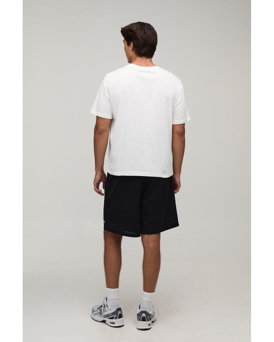 BoohooMAN Black Baggy Fit Script Mesh Jersey Short for men