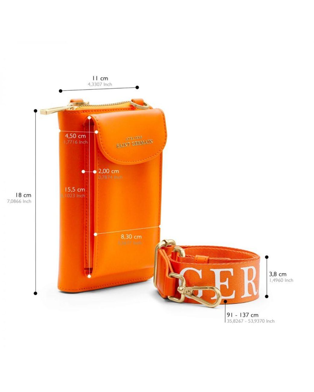 Ateliers Saint Germain Orange Smartphone Pouch London