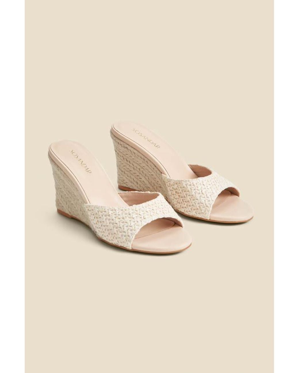 Sosandar Natural Crochet High Heel Mules