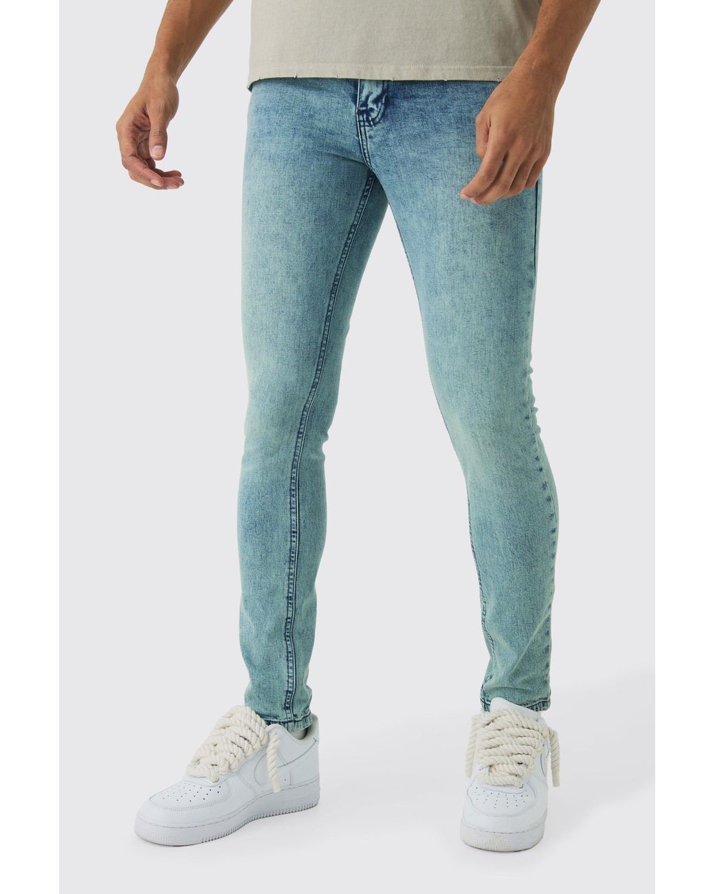 BoohooMAN Blue Skinny Stretch Jeans for men