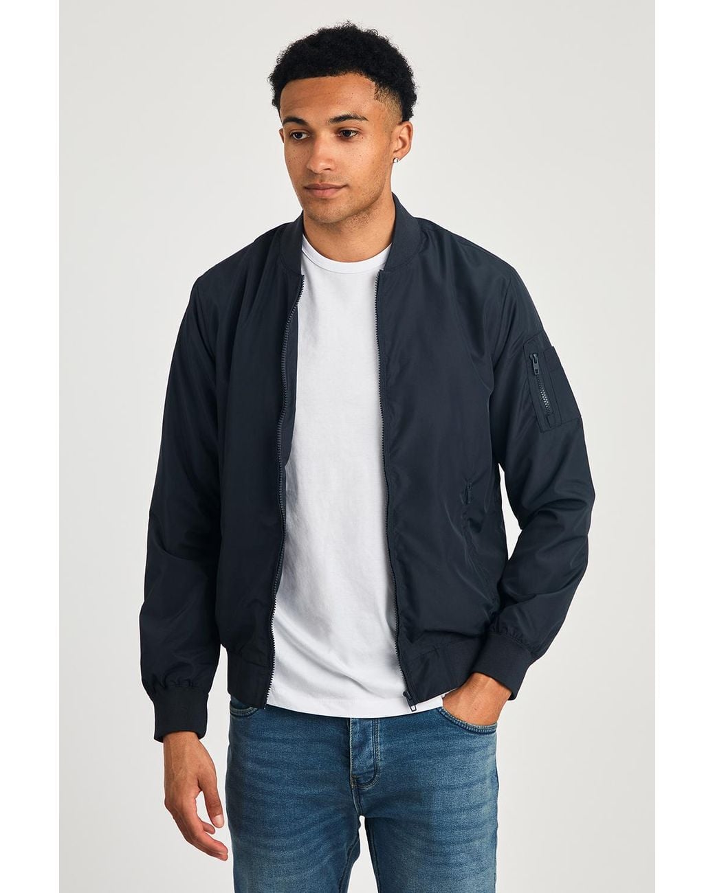 French Connection Blue Ma1 Technical Bomber Jacket for men