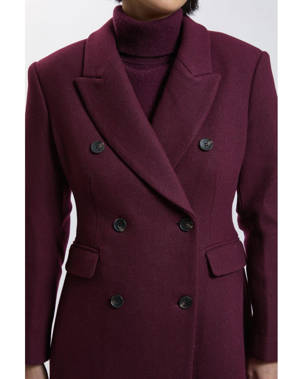 Karen Millen Petite Wool Double Breasted Tailored Maxi Coat