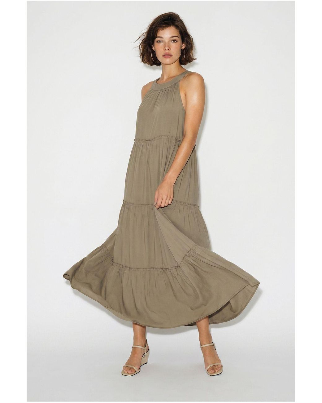 Bianco Lucci Green Halter Maxi Dress