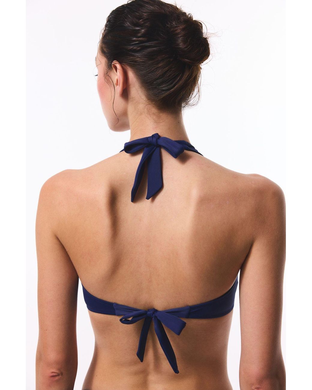 Penti Blue Solid Triangle Halter Bikini Top