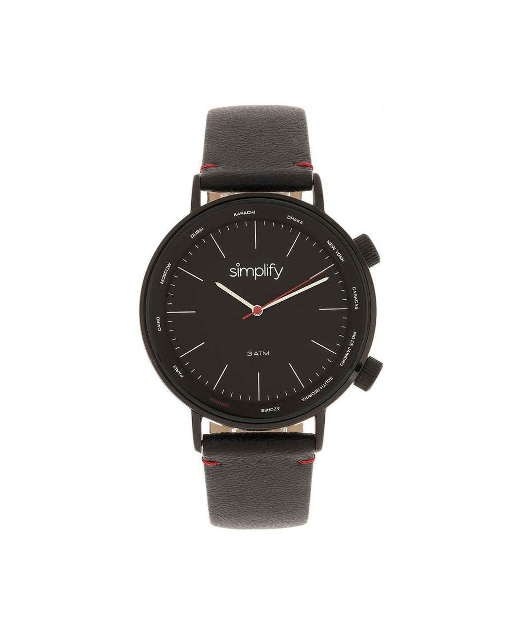 Simplify Black The 3300 Leather-Band Watch