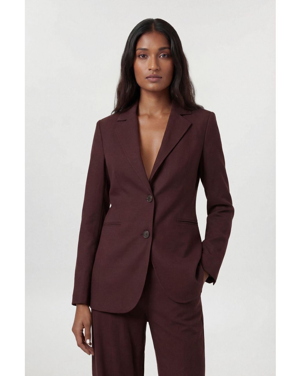 Karen Millen Petite Tencel Blend Tailored Single Breasted Blazer