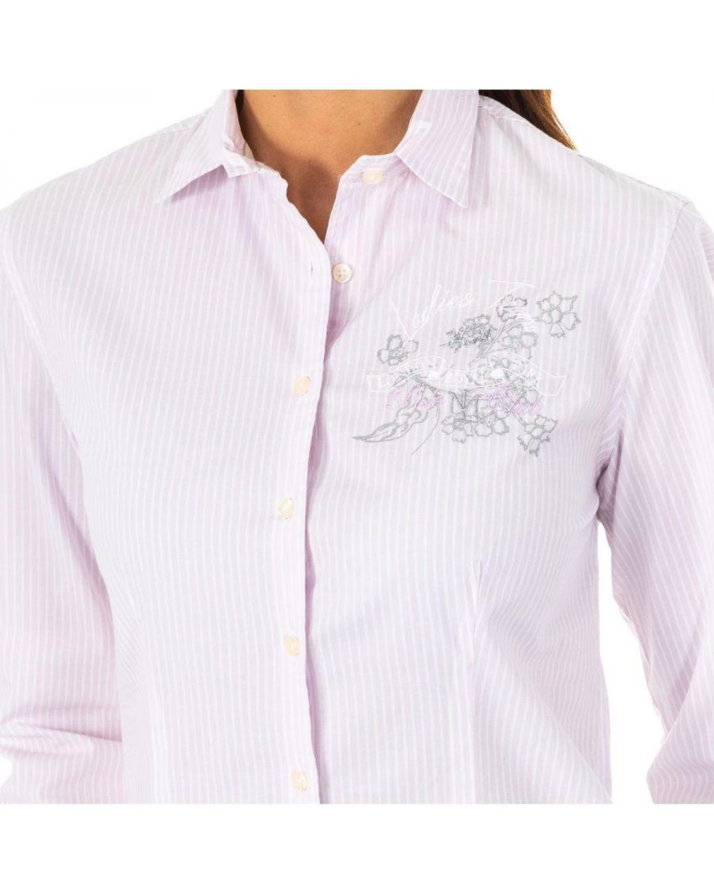 La Martina White Long Sleeve Shirt With Lapel Collar Lwc603