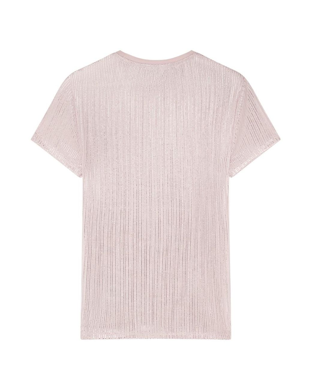 Ted Baker Pink Metallic Short Sleeve Crew Neck Tee