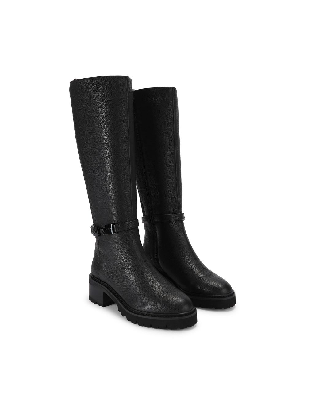 Kurt Geiger Black Leather Bromley 50/50 Knee Boots