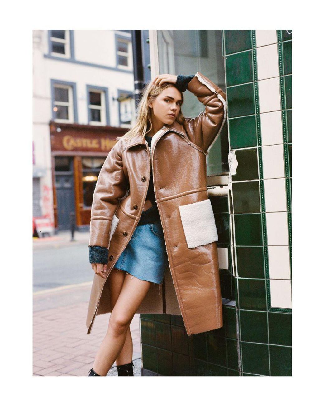 Nasty Gal Premium Reversible Faux Leather Borg Lined Coat in Natural Lyst UK