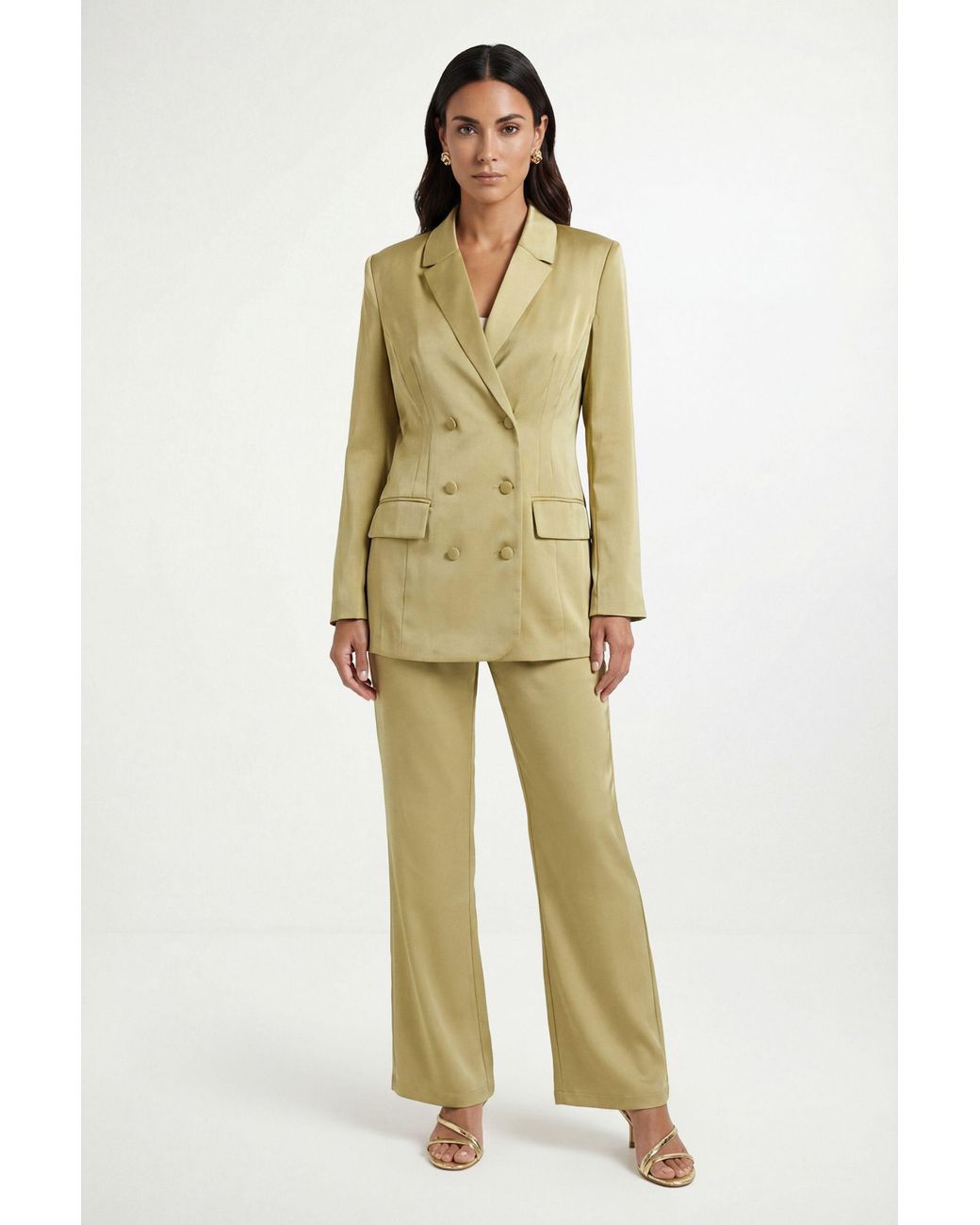 Wallis Yellow Satin Double Breasted Blazer Coord
