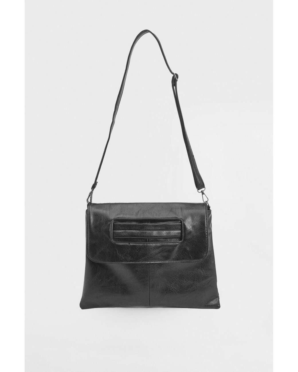MissPap Black Oversized Faux Leather Look Clutch Bag With Handle