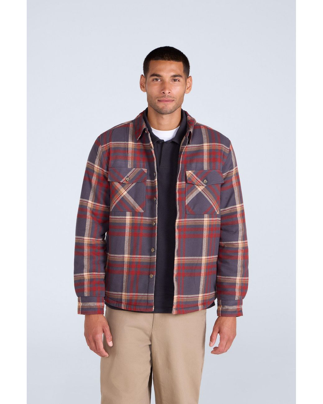 Mountain Warehouse Multicolor 'Tide' Shirt With Front Pockets Fleece Lined Warm Cosy Top Cotton for men