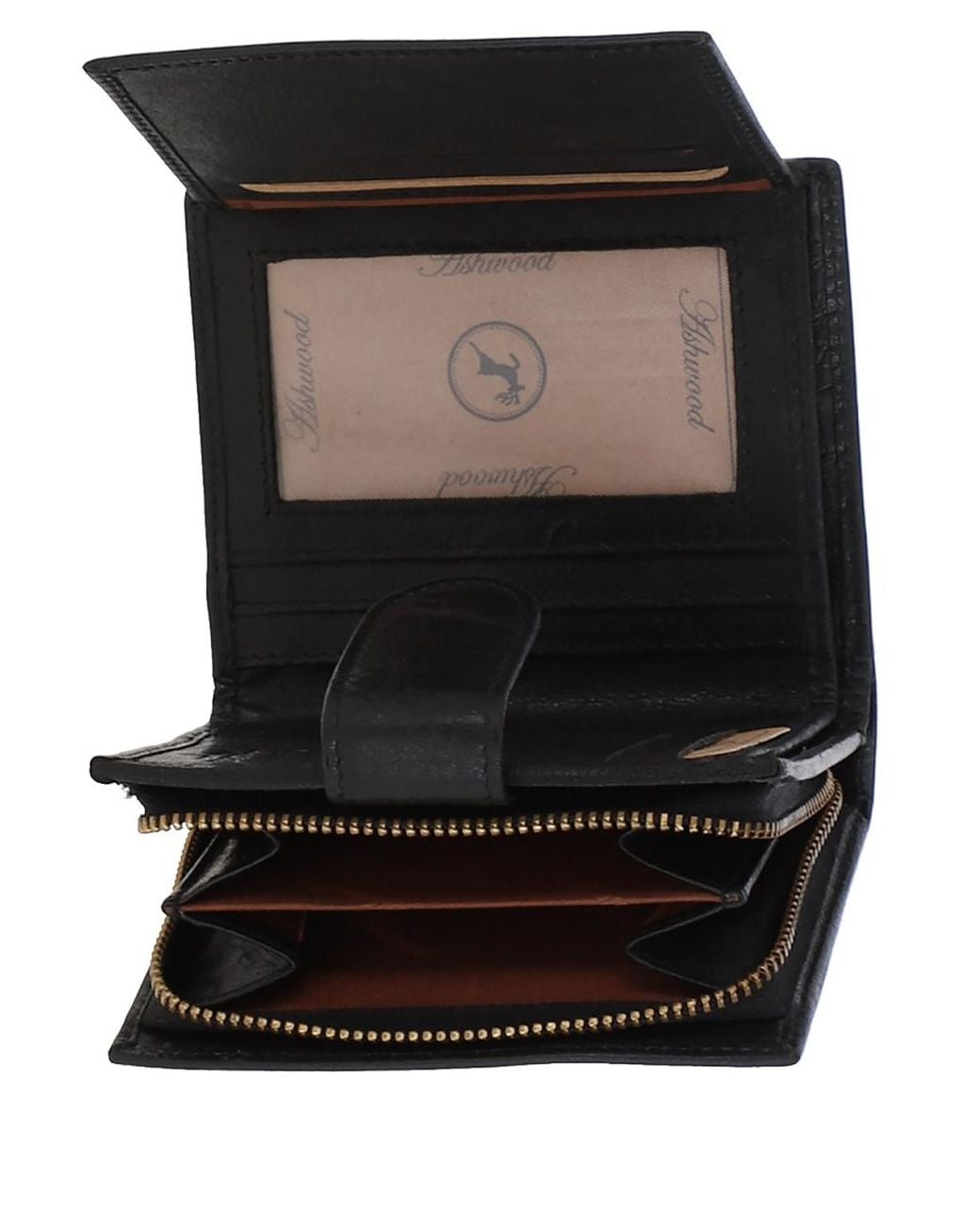 Ashwood Leather Black 'G-Purse' Vintage Wash Real Wallet Purse