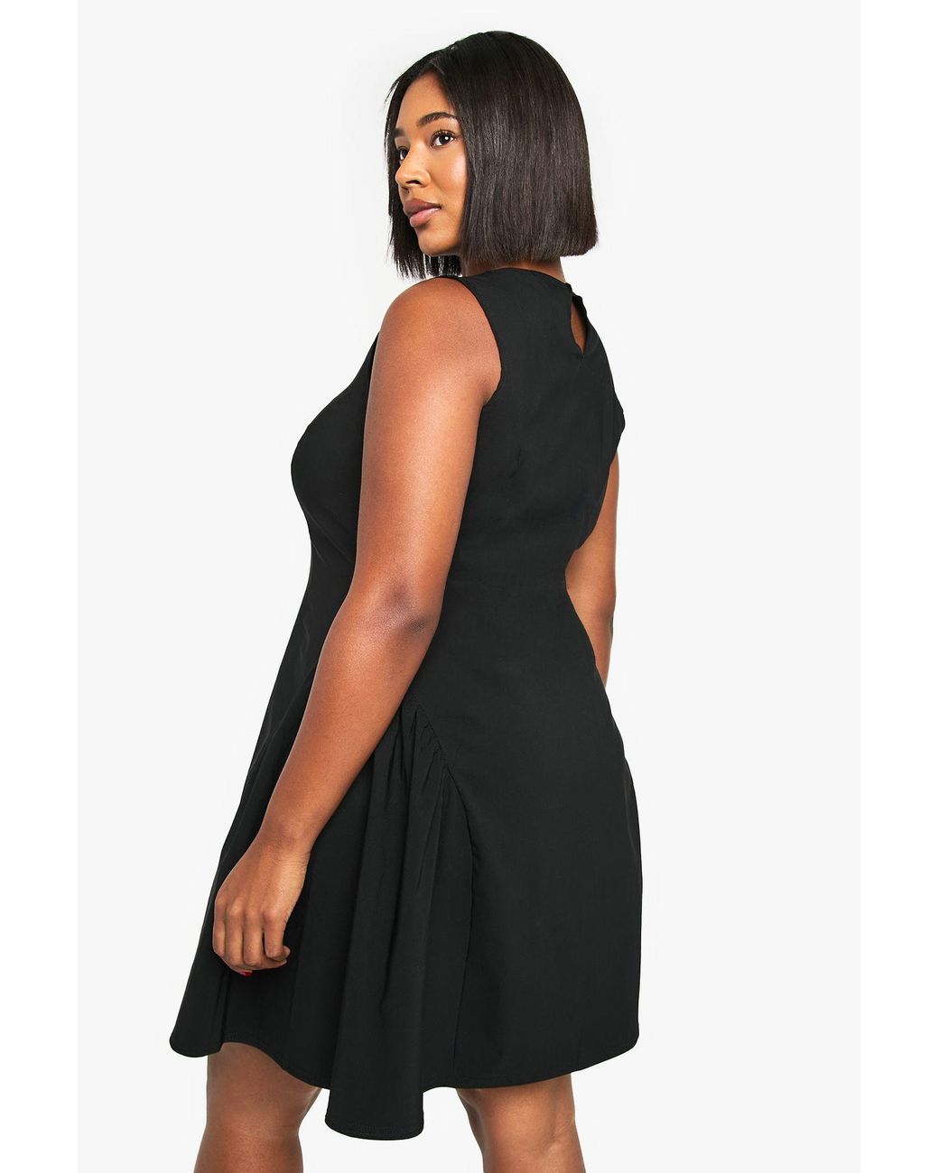 Boohoo Black Plus Ruched Side Skater Dress