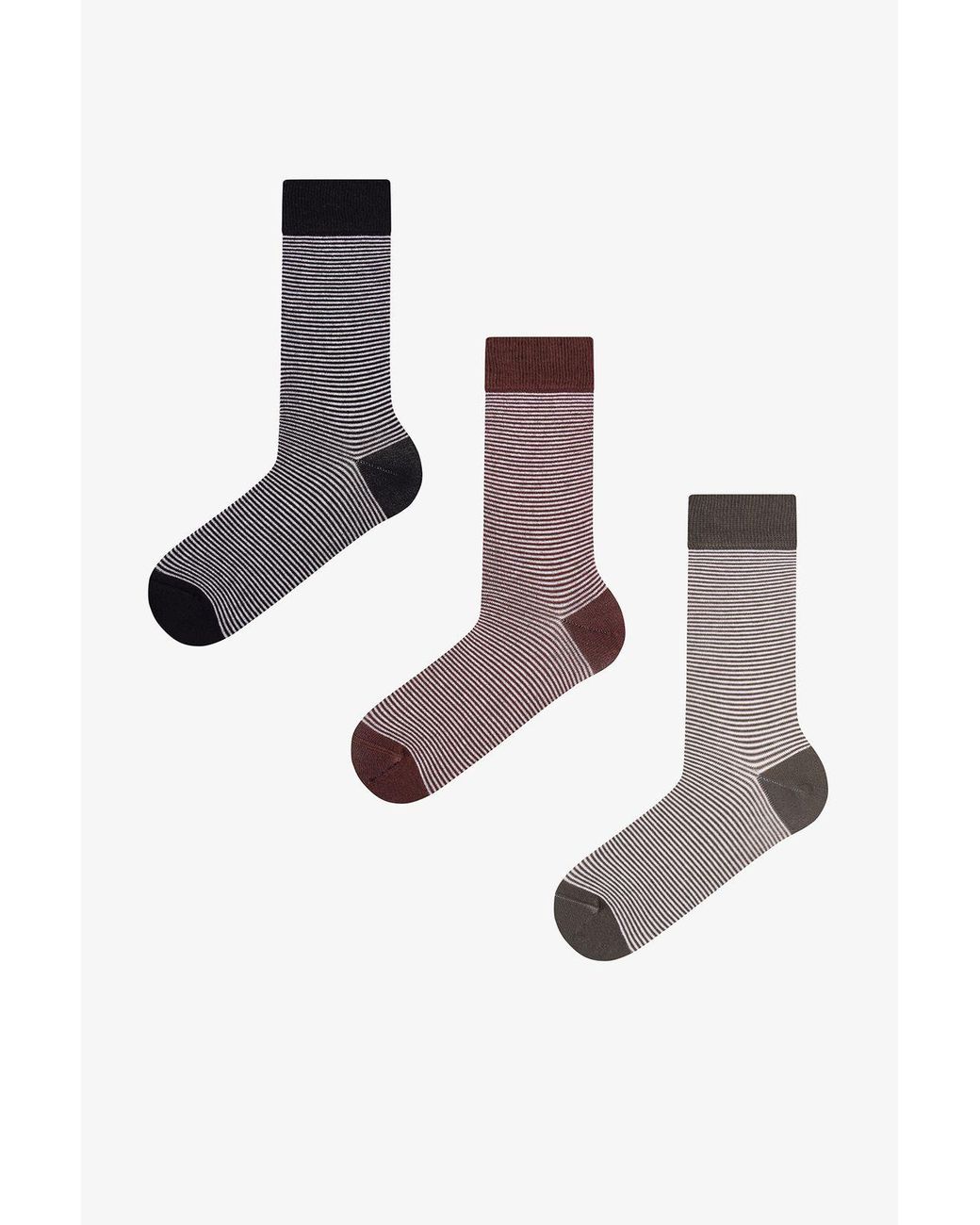 Penti Gray Forest Neutral Striped 2-Pack Crew Socks for men