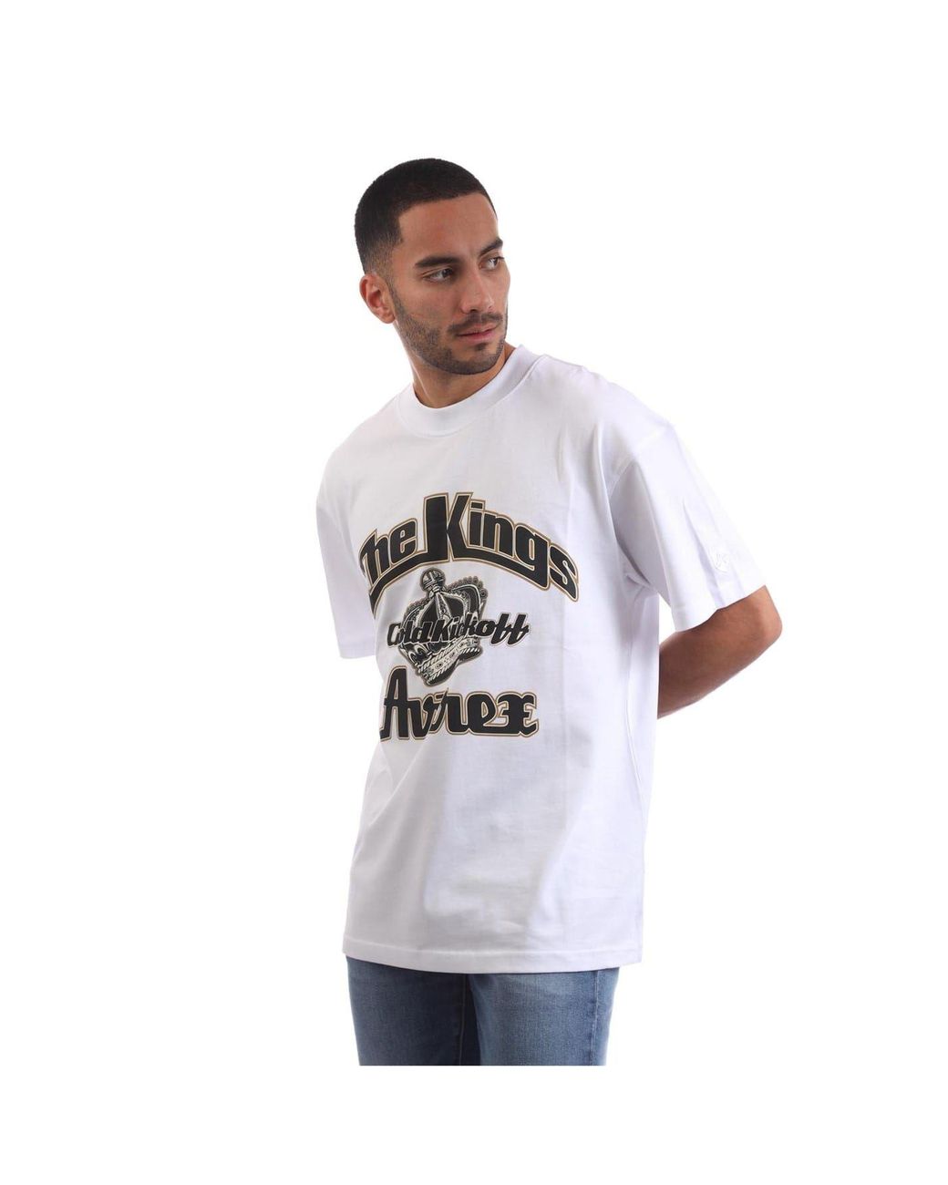 Avirex White Glendale Text Graphic Crew Neck Short Sleeve Boyfriend T-Shirt for men