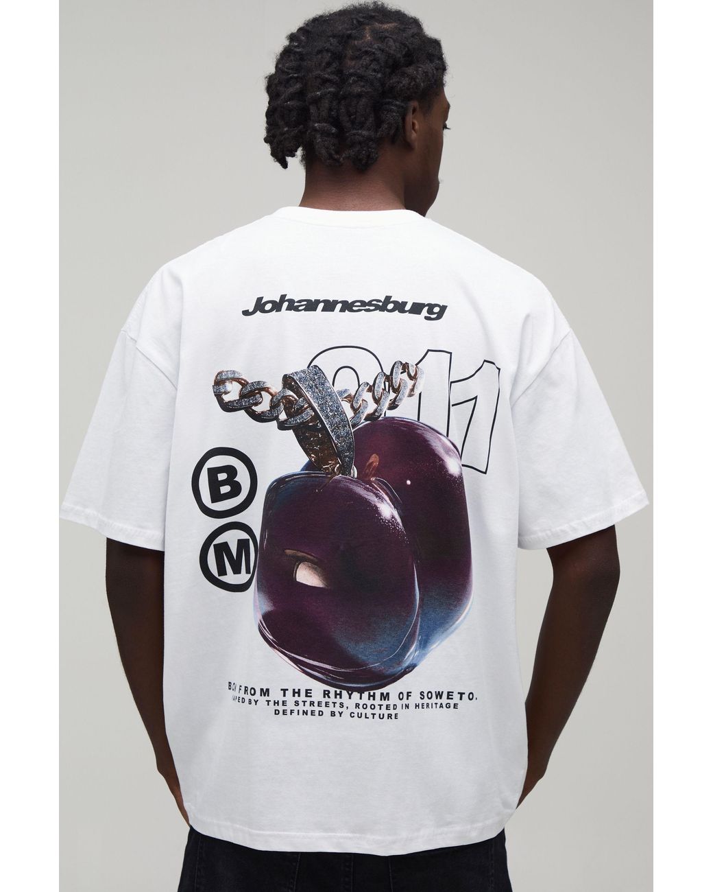 BoohooMAN White Oversized Cherry Graphic T-Shirt for men