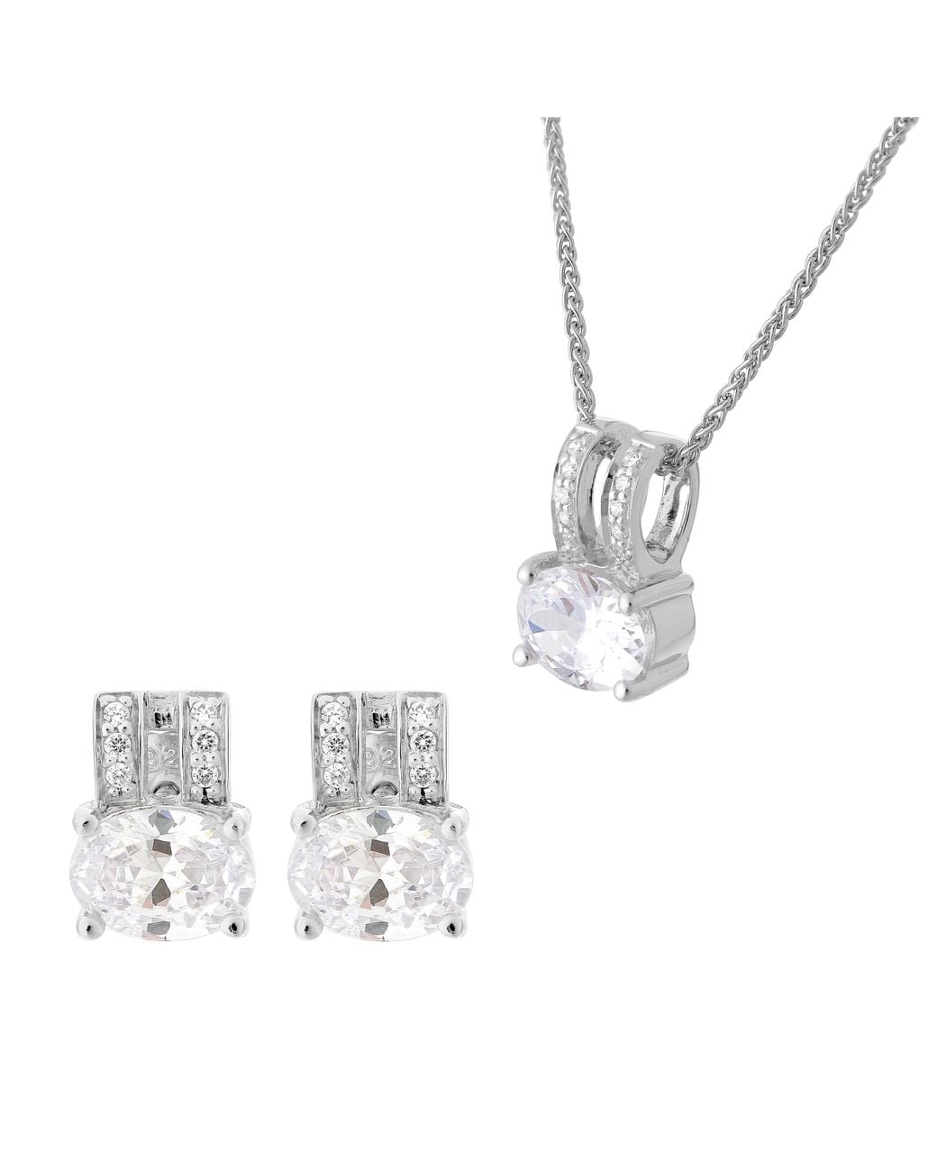 Orphelia White 'Alena' 925 Sterling Set: Chain-Pendant + Earrings