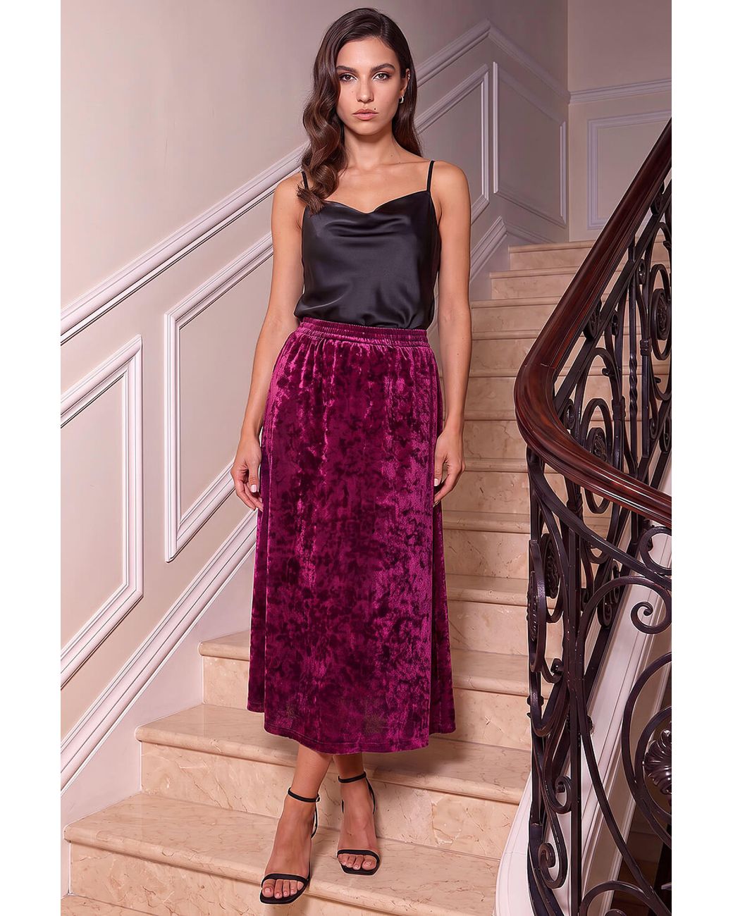 Roman Purple Crushed Velvet Skirt