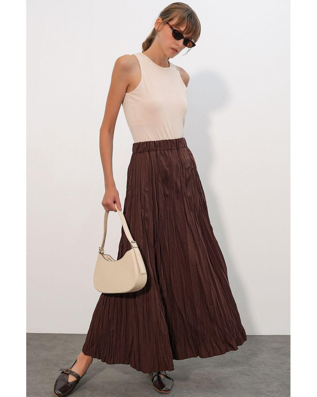 Bigdart Brown Textured Maxi Skirt
