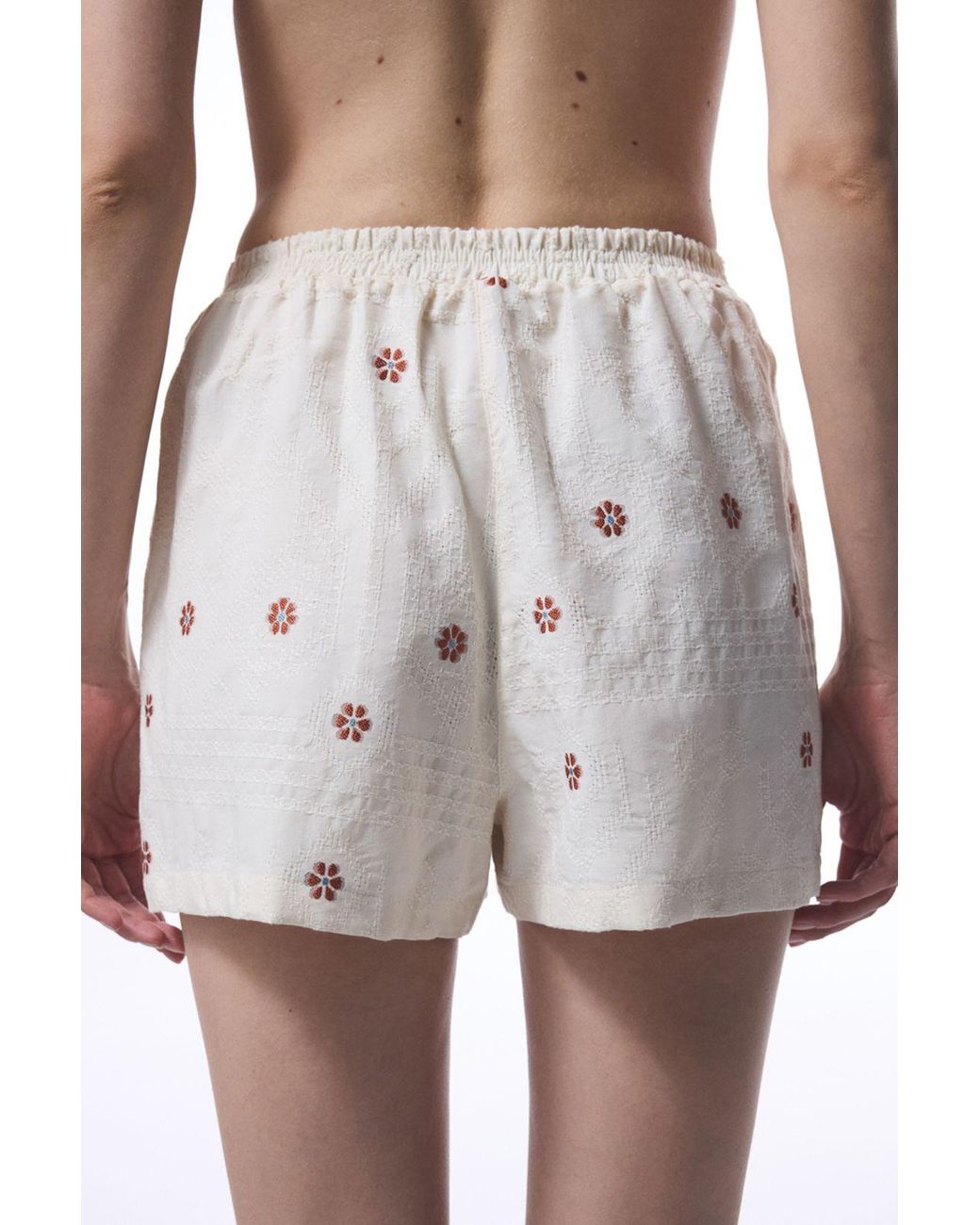 Penti White Floral Woven Mini Shorts