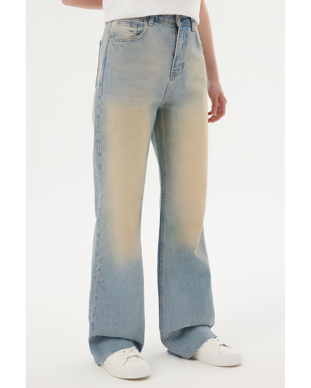 Hiccup Blue Faded High Waist Retro Straight Leg Jeans