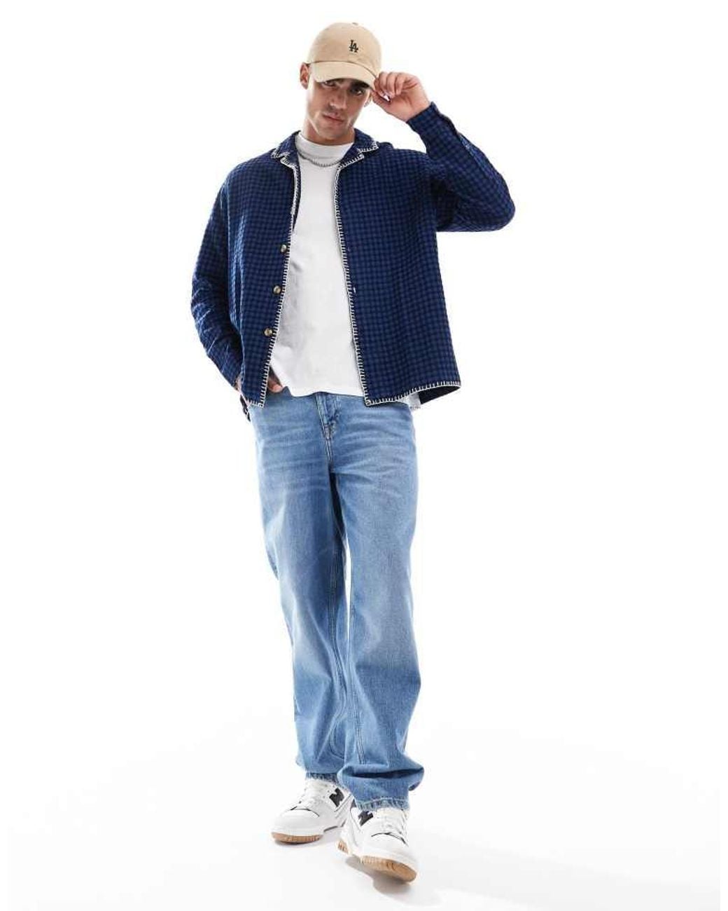 ASOS Blue Relaxed Revere Shirt for men