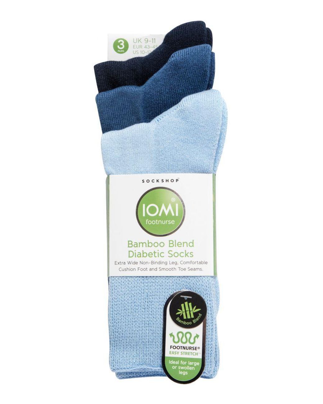 IOMI Blue Extra Wide Bamboo Socks For Diabetics By for men
