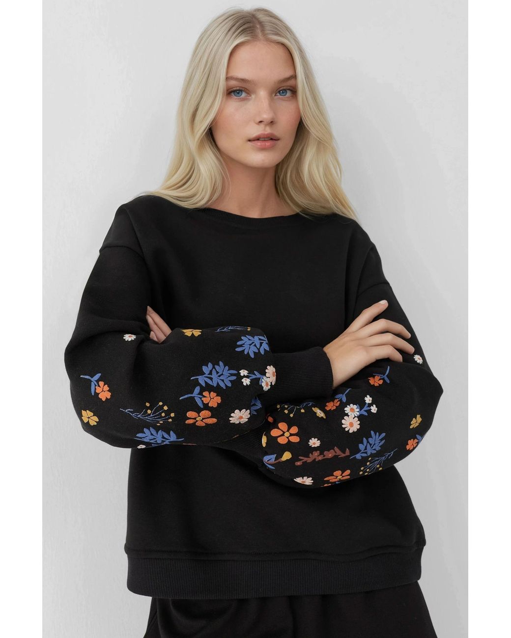 Hiccup Black Printed Long Sleeve Crew Neck Sweatshirt