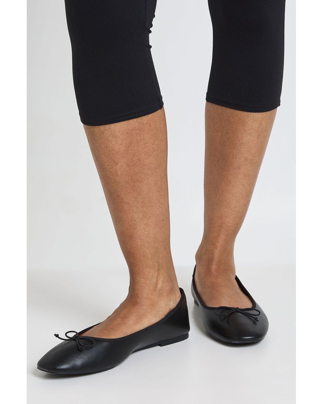 Boohoo Black Wide Fit Bow Detail Ballet Flats