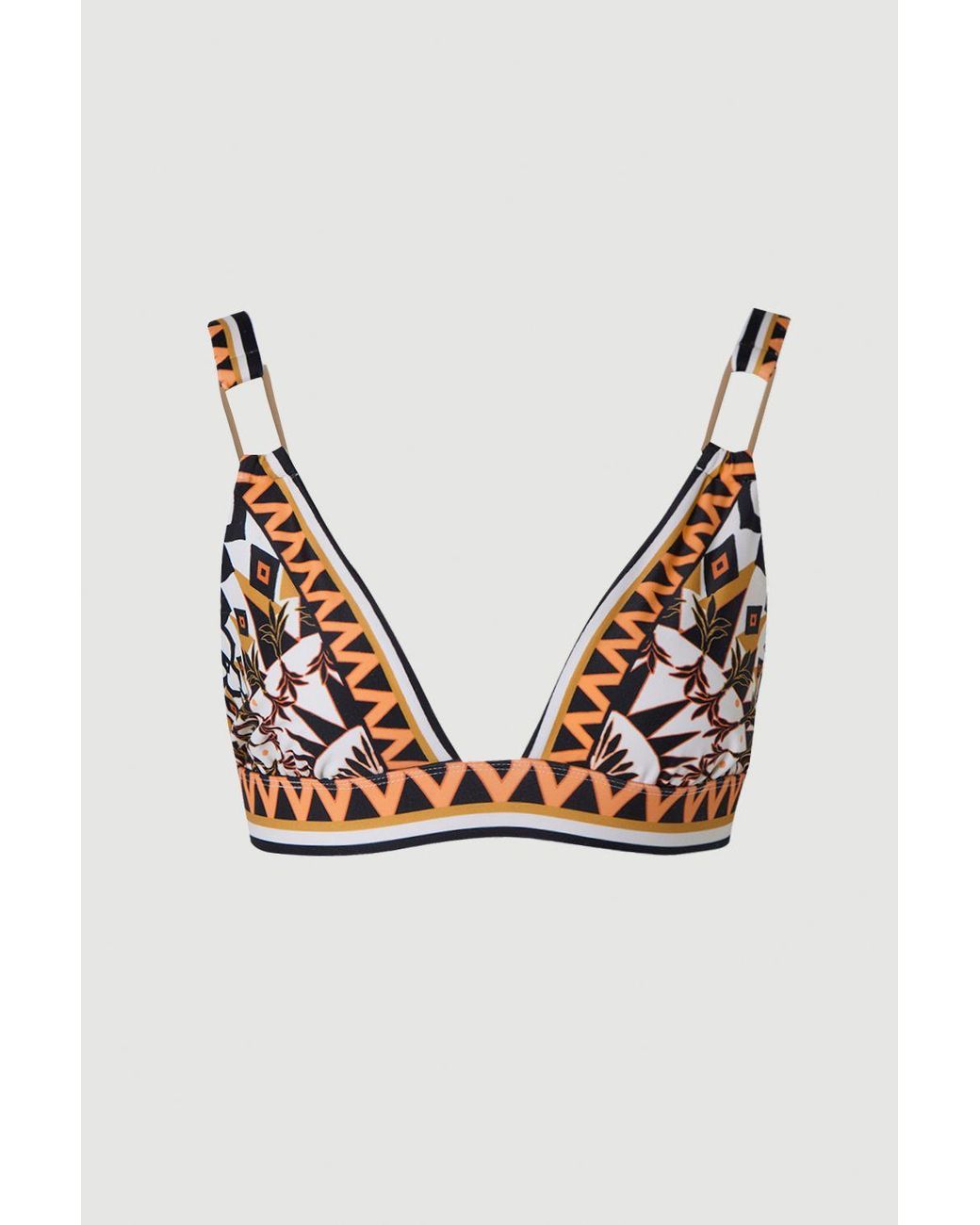 Karen Millen Natural Tile Print Plunge Bikini Top