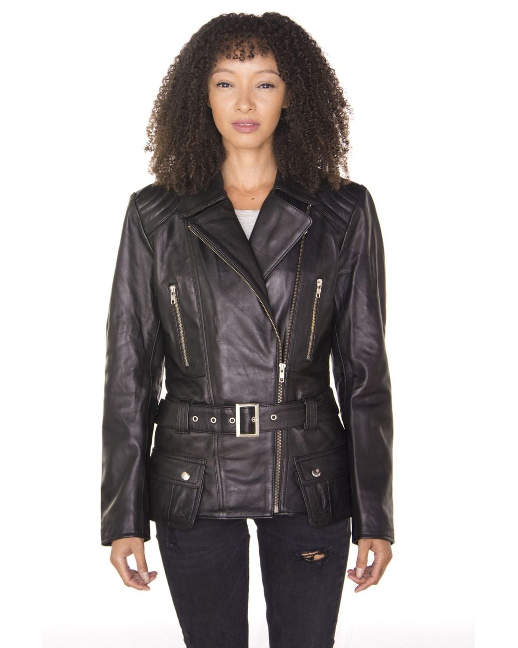 Infinity Leather Black Long Biker Jacket-Quito