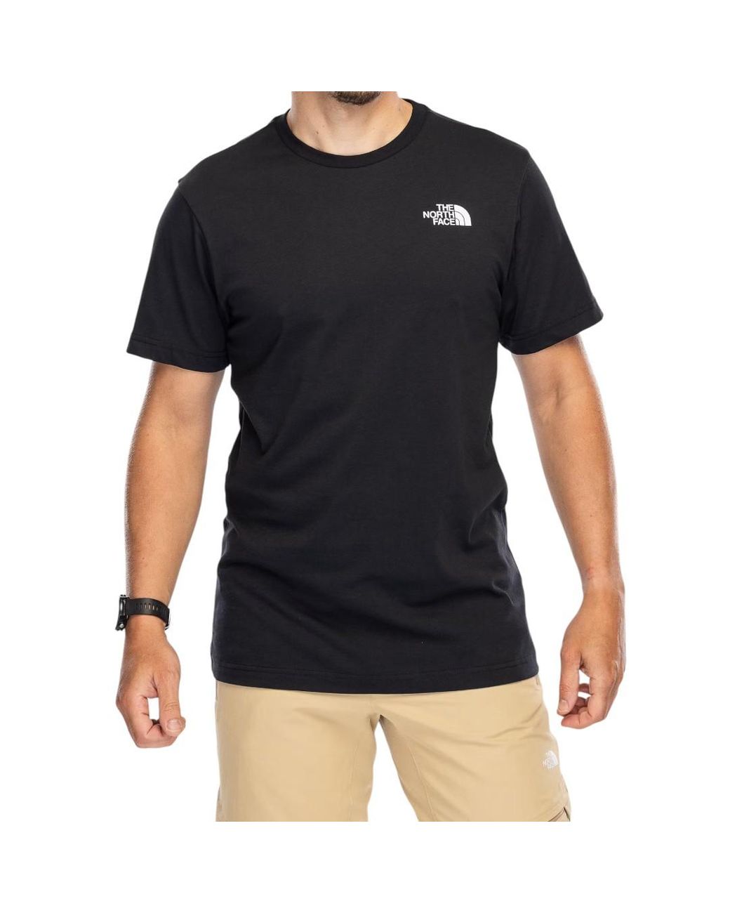 The North Face Black Vertical Logo Ss T-Shirt Cotton for men