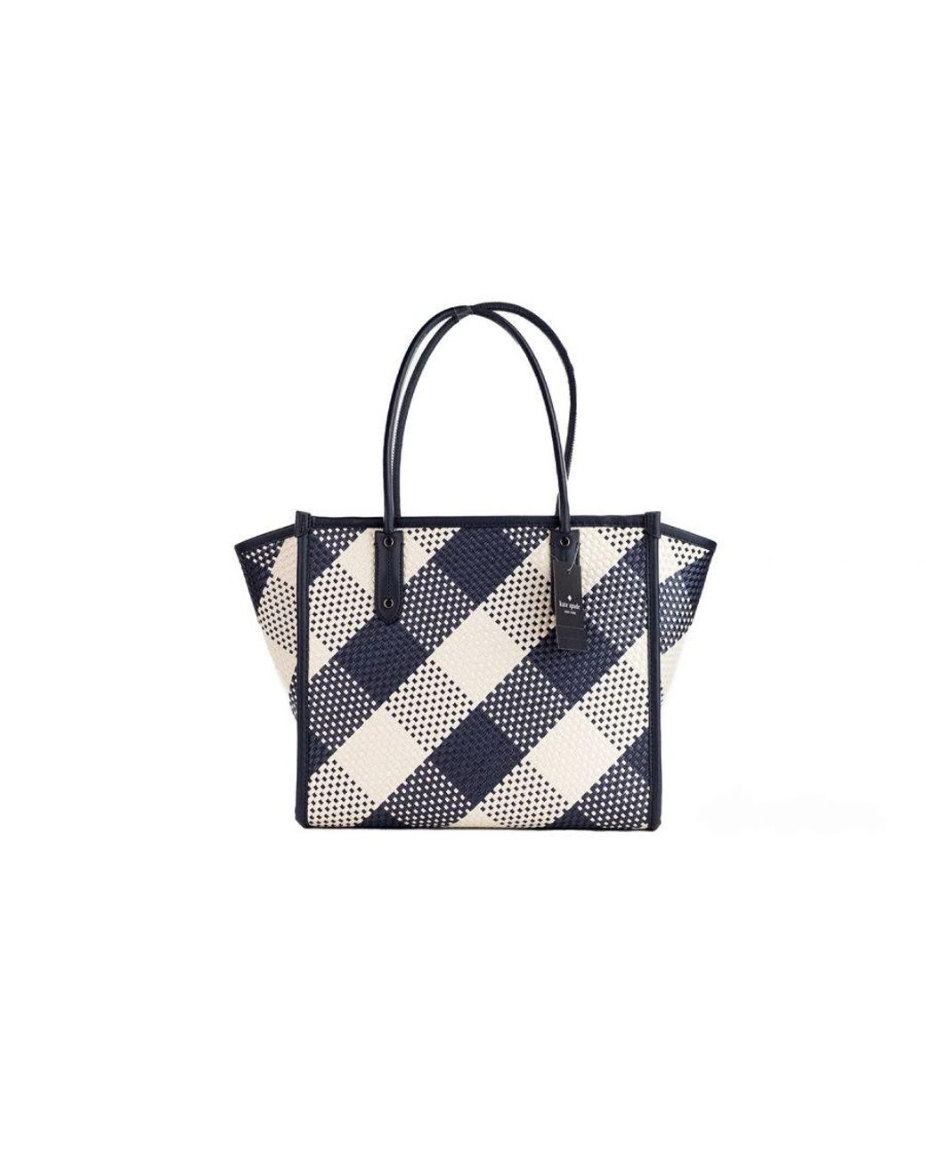 Kate Spade Ella Gingham Blazer Oversized Woven Shoulder Tote Bag Purse Straw in Black Lyst UK