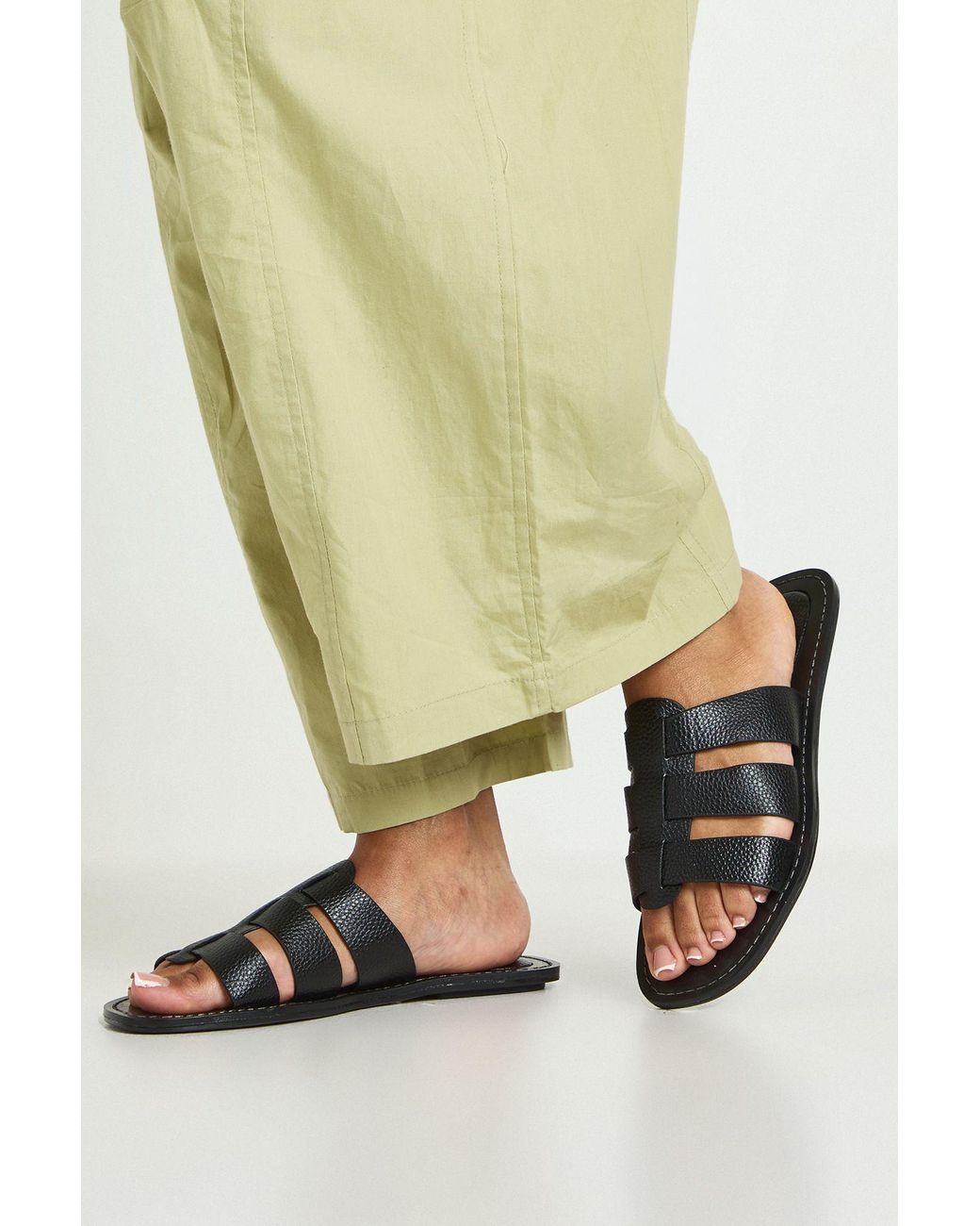 Boohoo Green Textured Gladiator Sliders