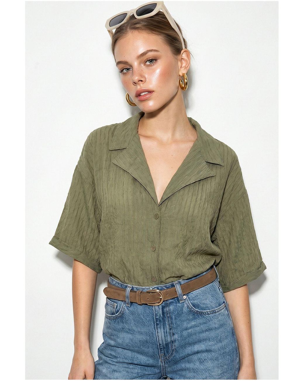 Bianco Lucci Green Cotton Shirt
