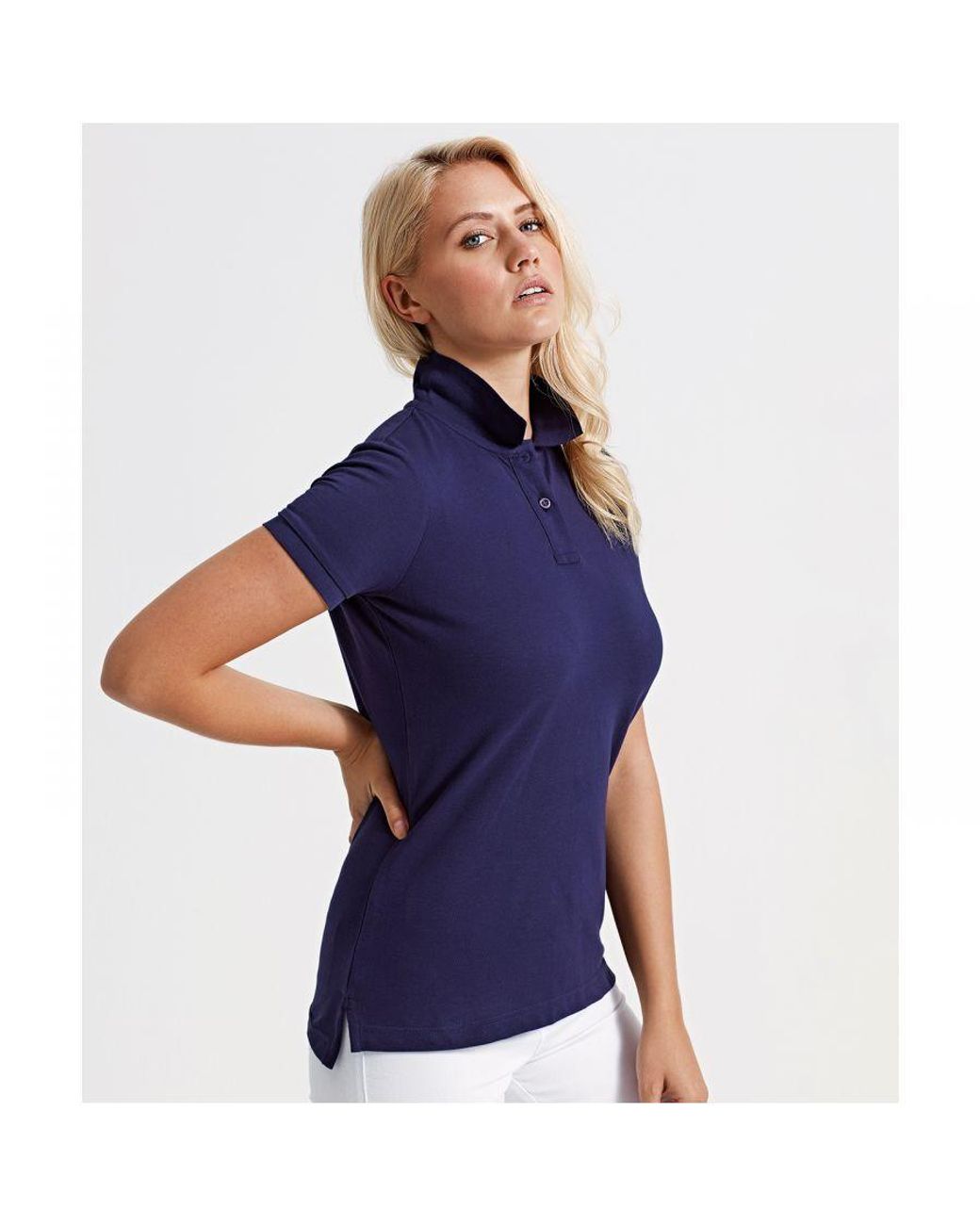 Asquith & Fox Blue Ladies Plain Short Sleeve Polo Shirt