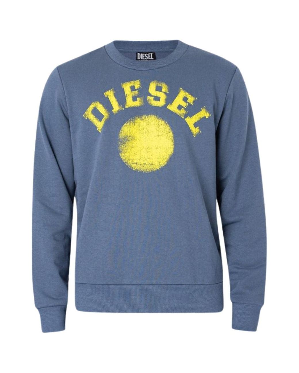 DIESEL Blue Distressed Dot Logo Sweatshirt Cotton for men